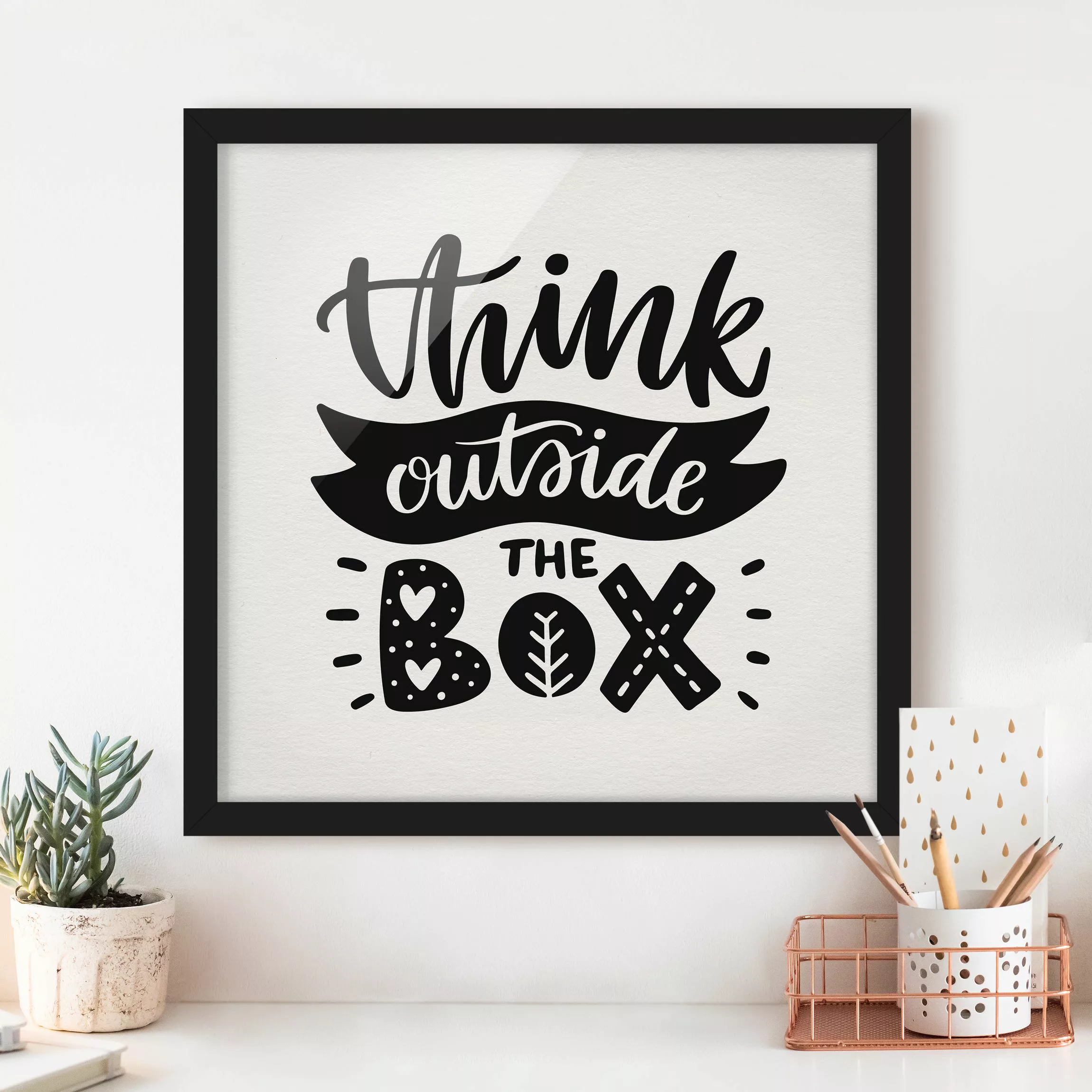 Bild mit Rahmen - Quadrat Think outside the box günstig online kaufen