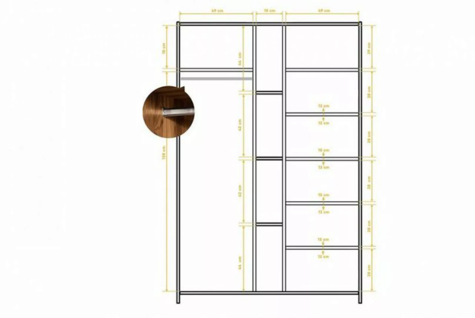 Natur24 Kleiderschrank Kleiderschrank Zigo Wildeiche 125x60x190 mit 2 Türen günstig online kaufen