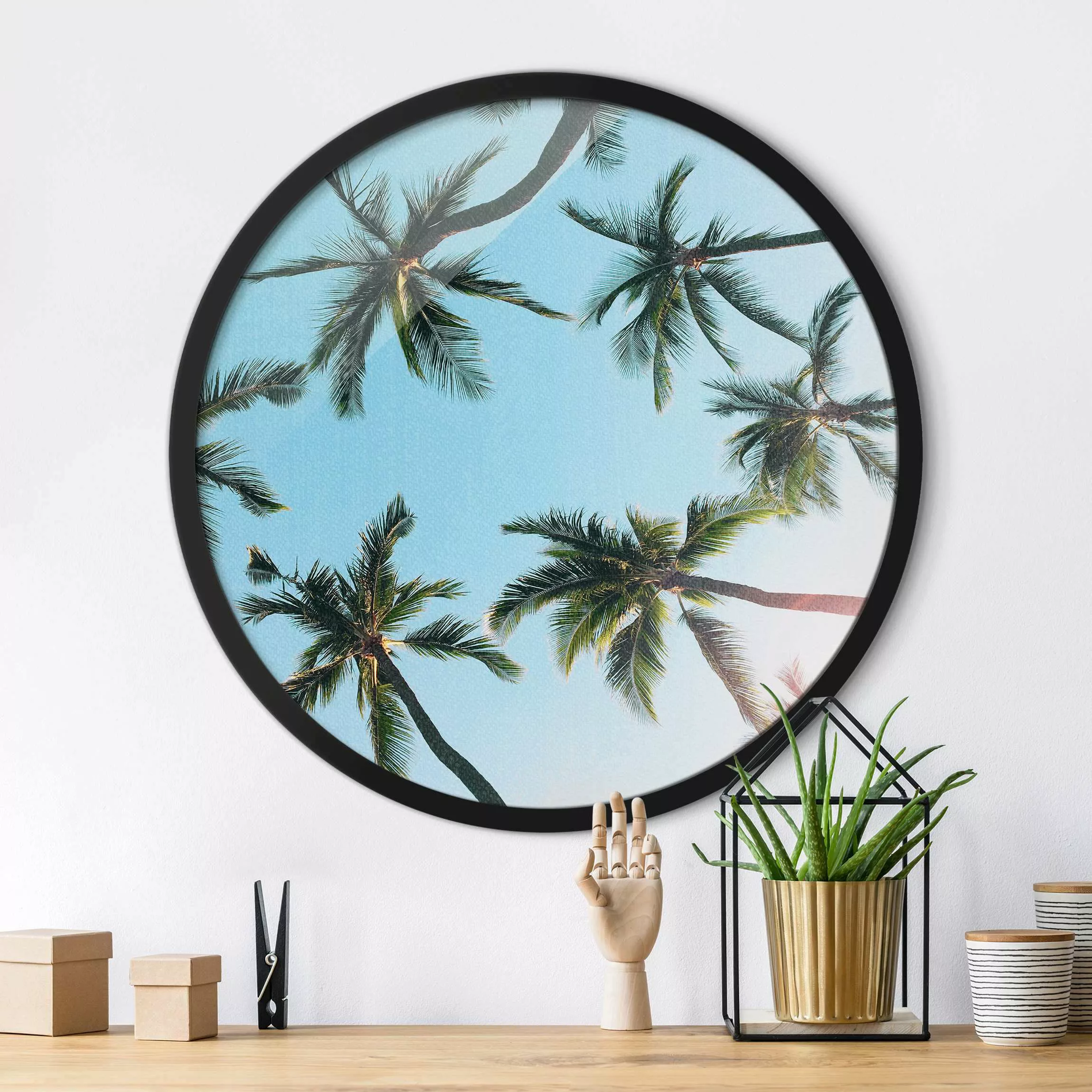 Rundes Gerahmtes Bild Palmengiganten im Himmel günstig online kaufen