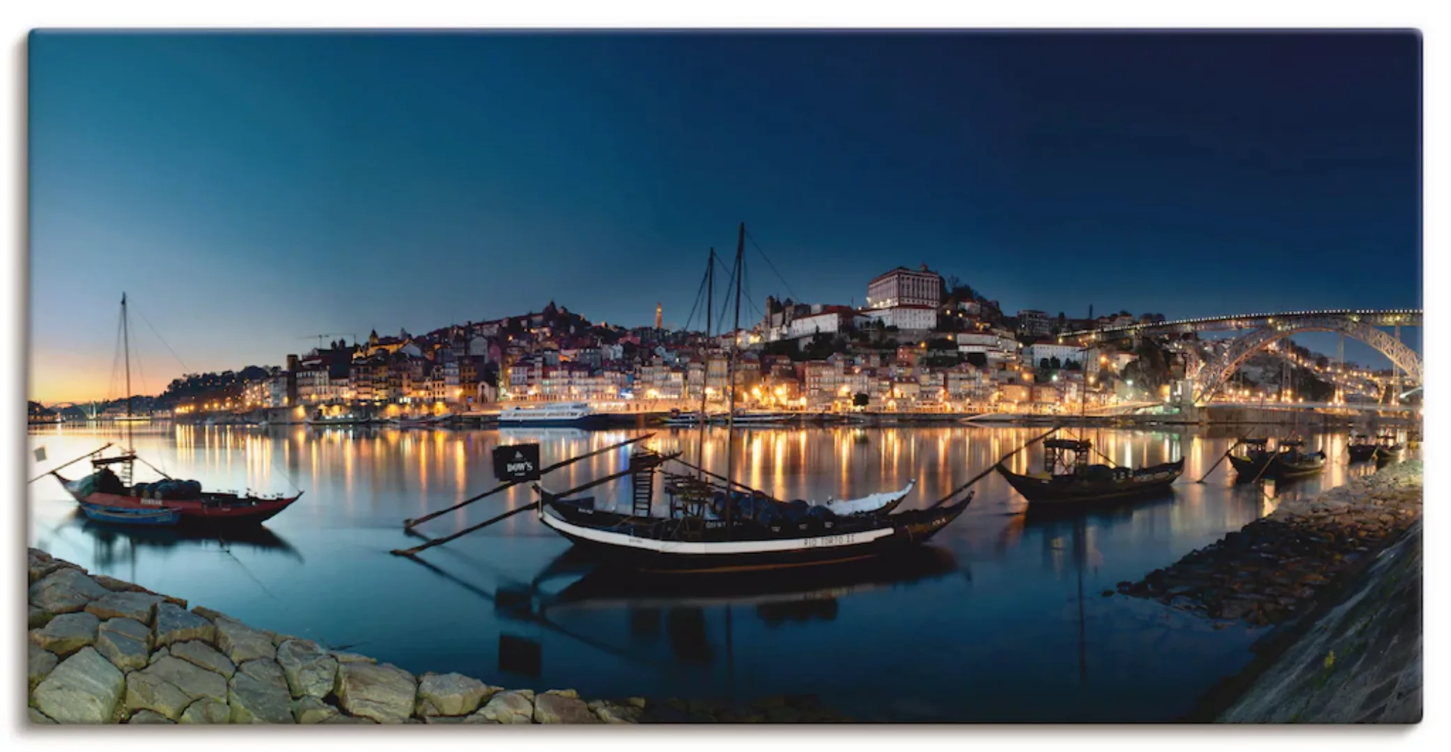 Artland Leinwandbild "Porto - Nachtpanorama", Europa, (1 St.), auf Keilrahm günstig online kaufen