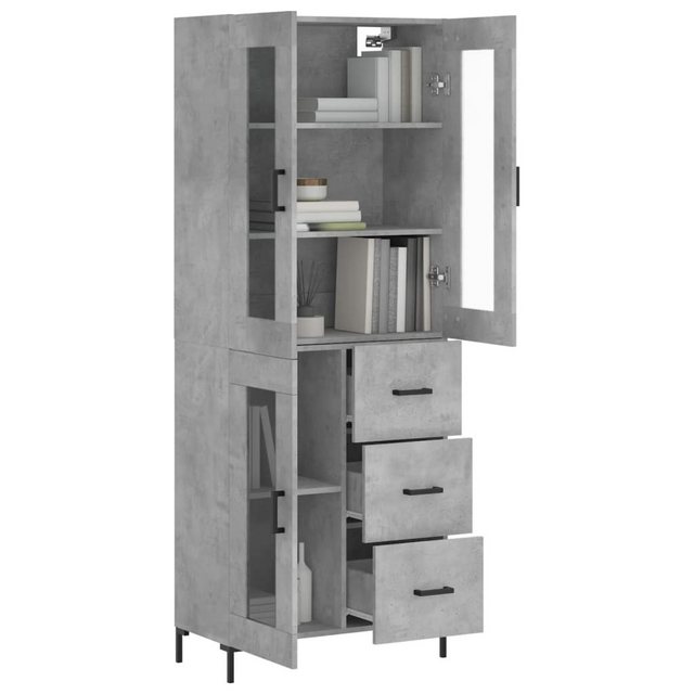 vidaXL Vitrine Highboard Betongrau 69,5x34x180 cm Spanplatte Glas Vitrine günstig online kaufen