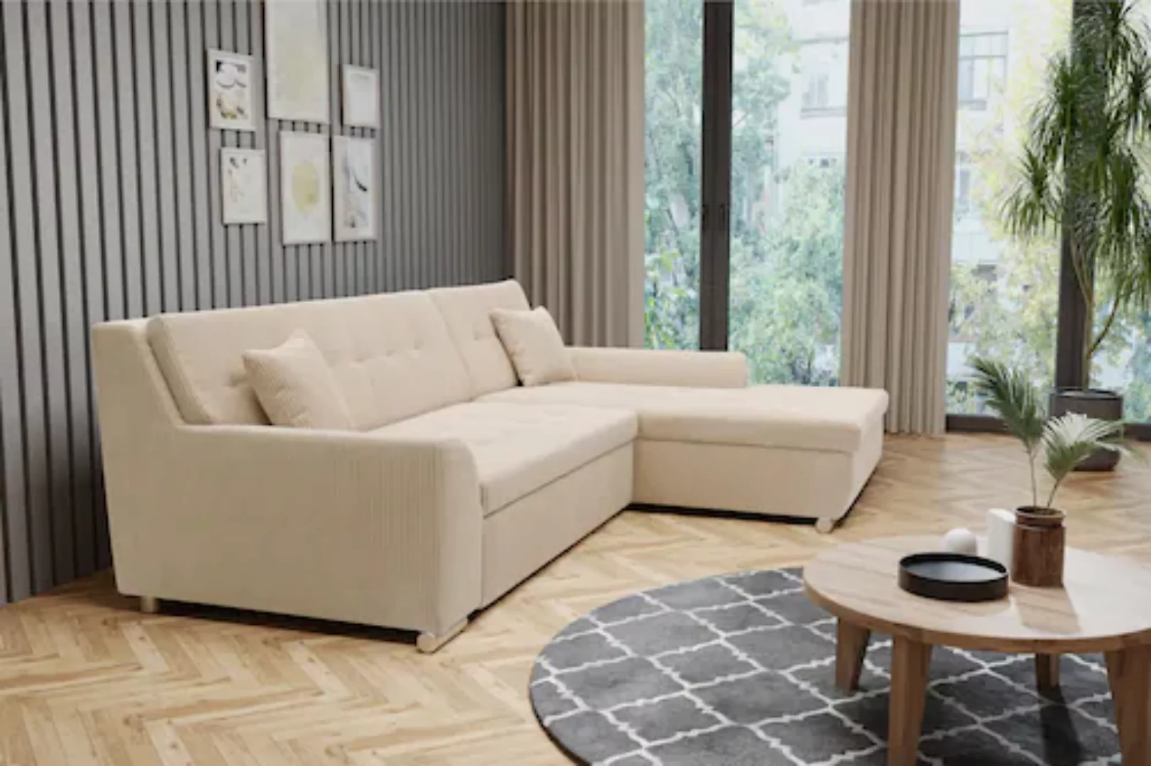 DOMO collection Ecksofa Treviso, wahlweise mit Bettfunktion, incl. Zierkiss günstig online kaufen