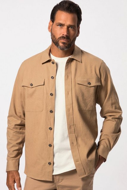 JP1880 Businesshemd Leinenmix-Overshirt Langarm Hemd Kentkragen günstig online kaufen