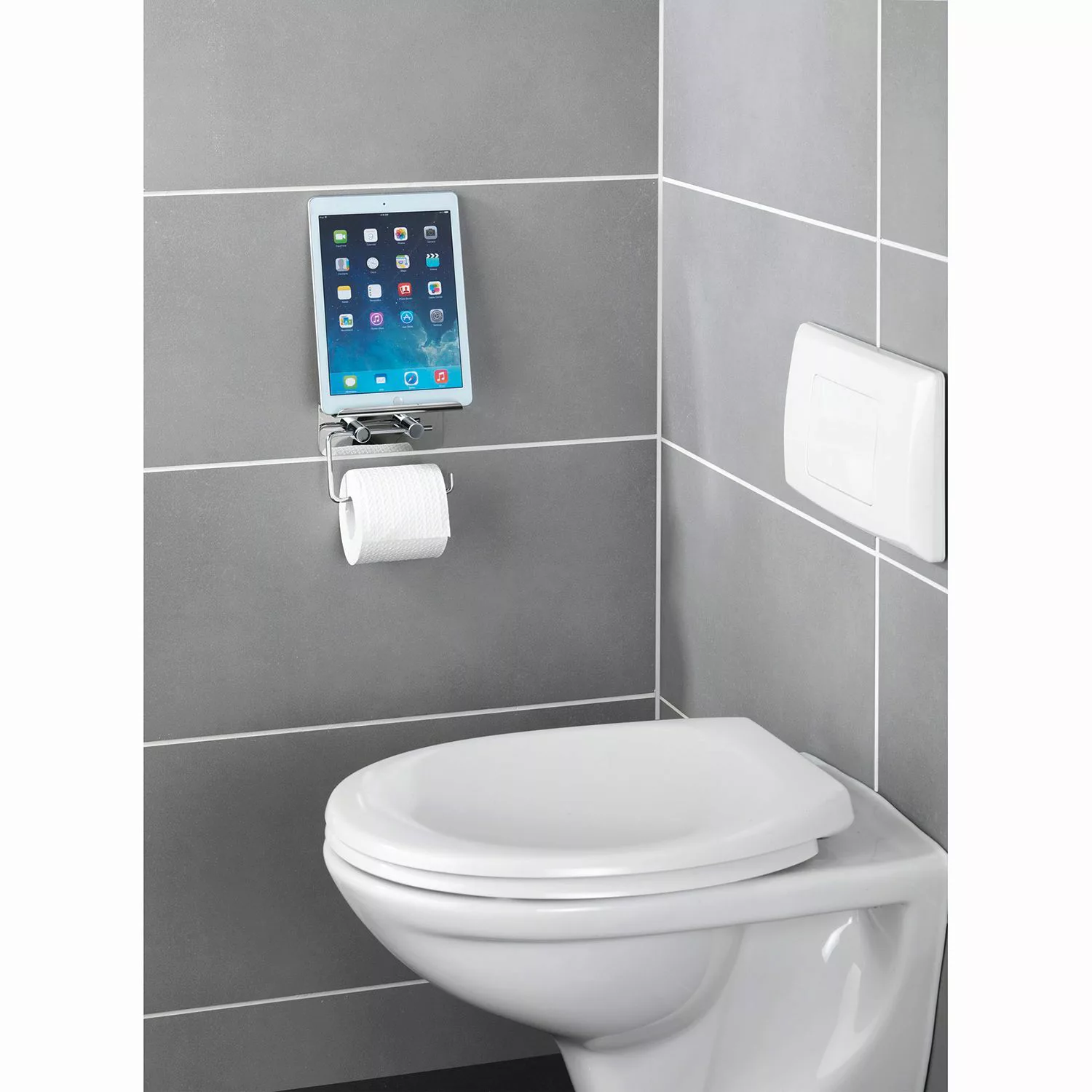 WENKO Toilettenpapierhalter mit Smartphone-Ablage Edelstahl, rostfrei silbe günstig online kaufen