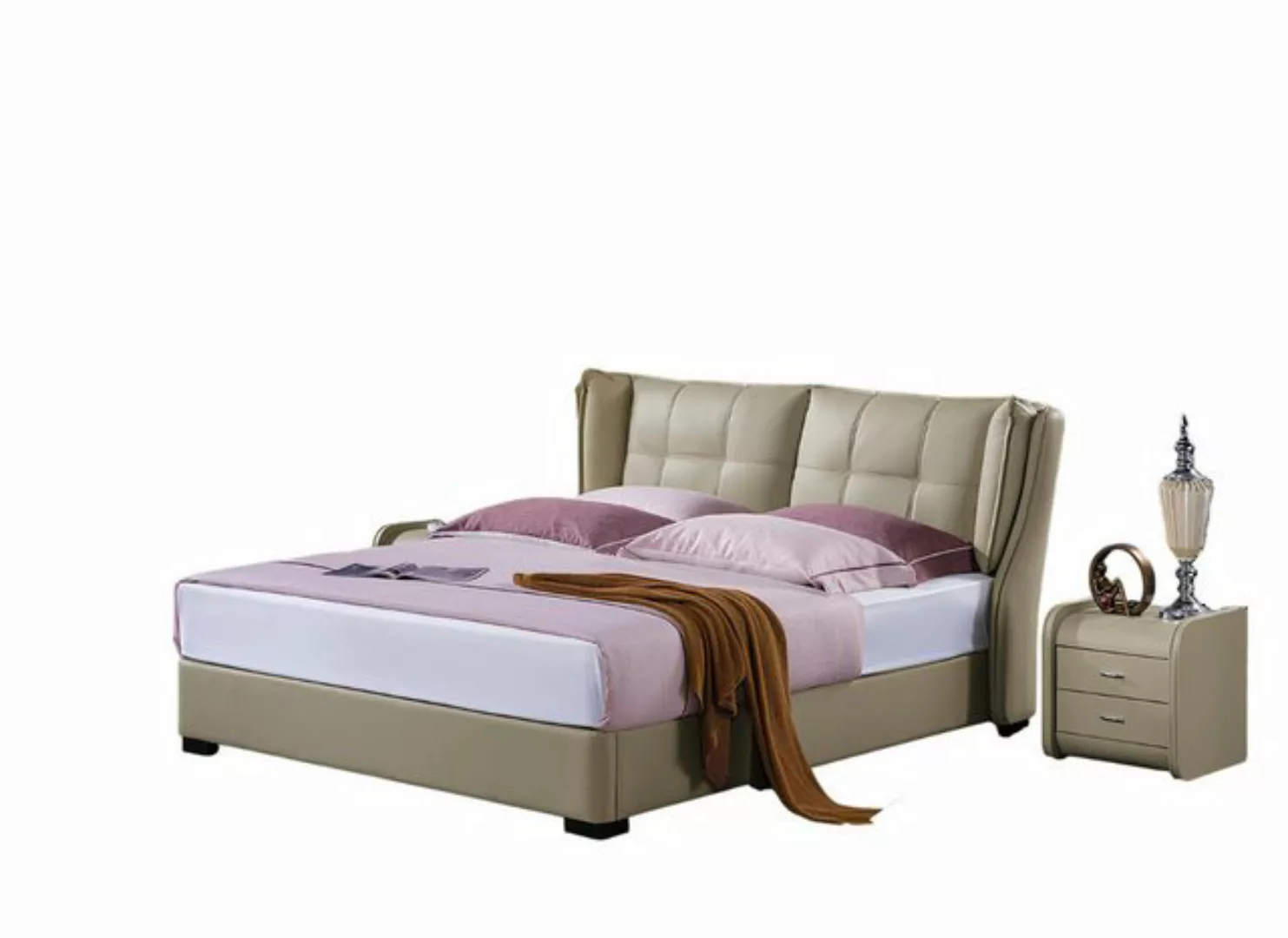 Xlmoebel Bett 3-teiliges Schlafzimmer-Set mit Bett und Nachttischen in (3tl günstig online kaufen