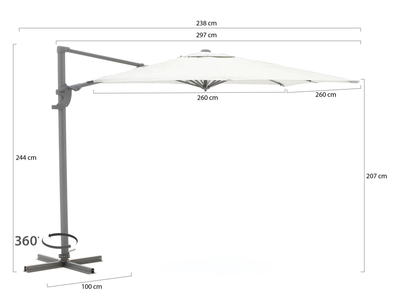 Shadowline Francisco Ampelschirm 260x260 cm günstig online kaufen