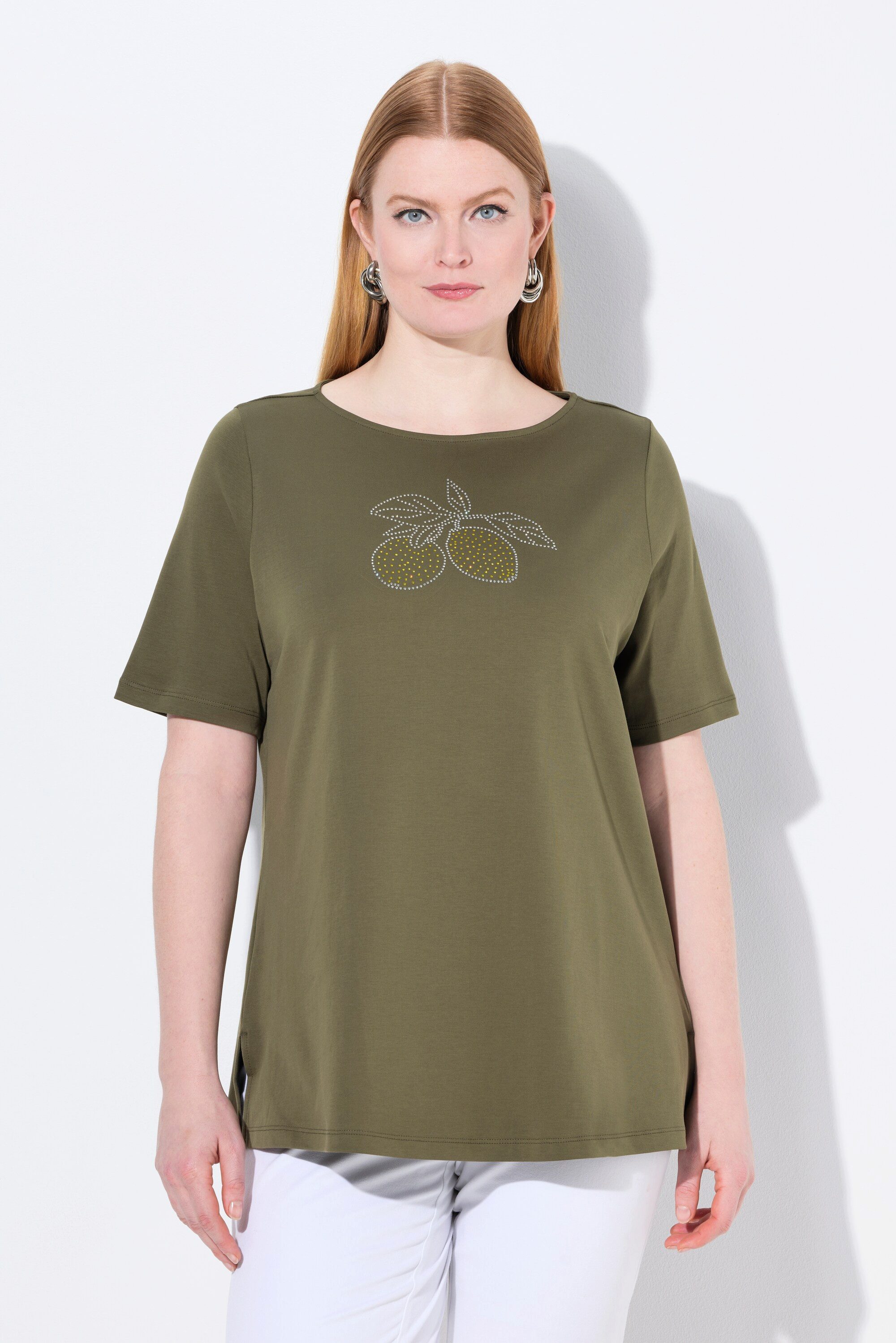 Ulla Popken T-Shirt T-Shirt Zitrone U-Boot-Ausschnitt günstig online kaufen