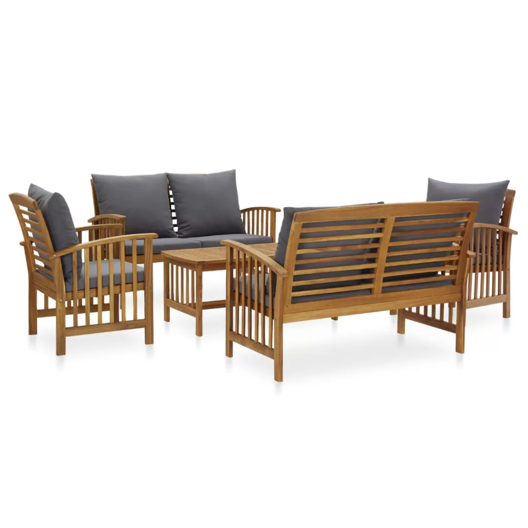 5-tlg. Garten-lounge-set Mit Auflagen Massivholz Akazie günstig online kaufen