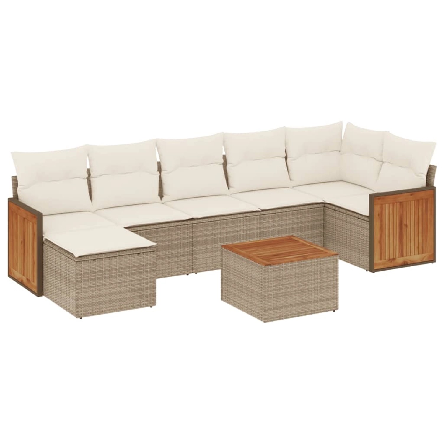 vidaXL 8-Tlg Garten-Sofagarnitur mit Kissen Beige Poly Rattan 3227878 günstig online kaufen
