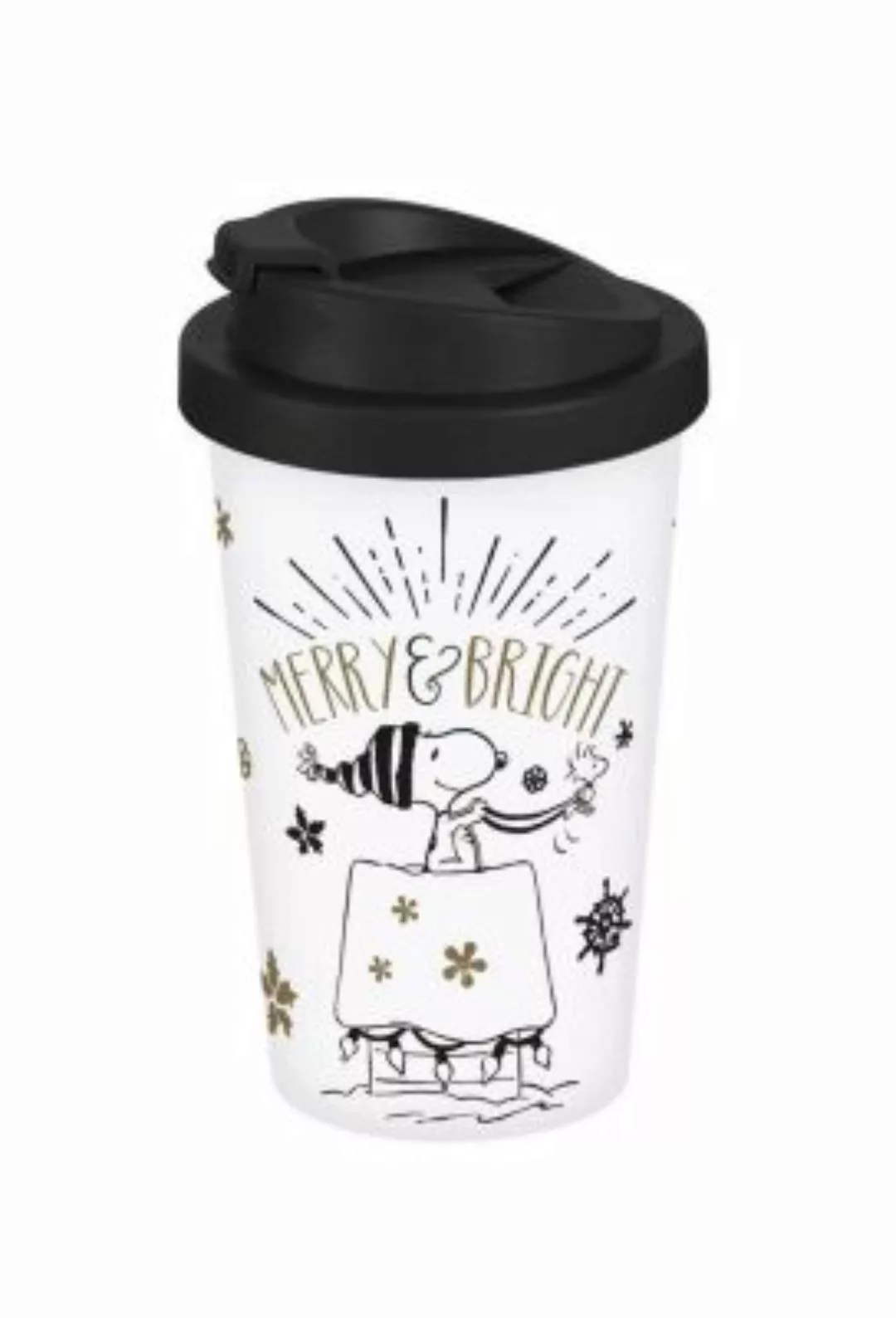 Geda Labels Coffee to Go Becher Peanuts Merry & Bright weiß 400ml Kaffeebec günstig online kaufen