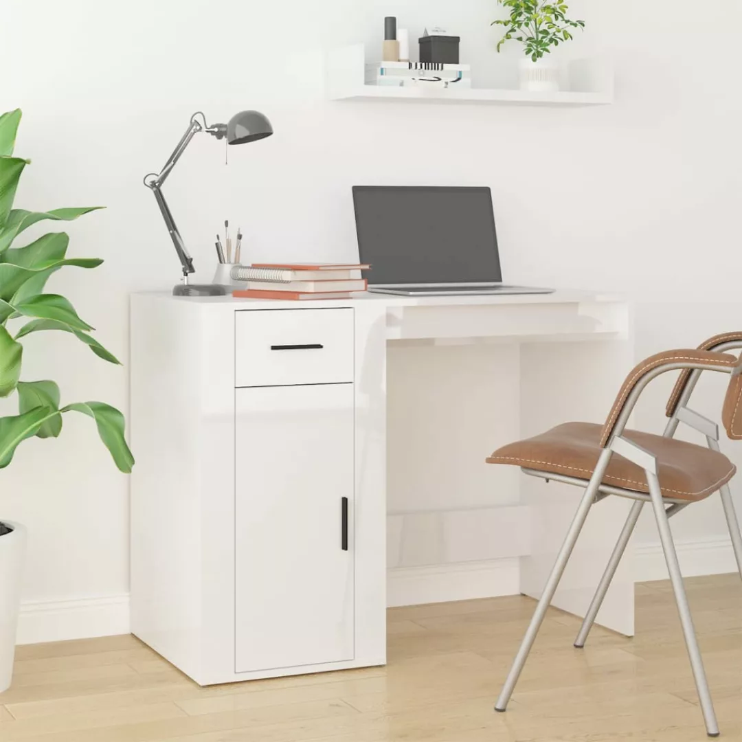 Vidaxl Schreibtisch Hochglanz-weiß 100x49x75 Cm Holzwerkstoff günstig online kaufen