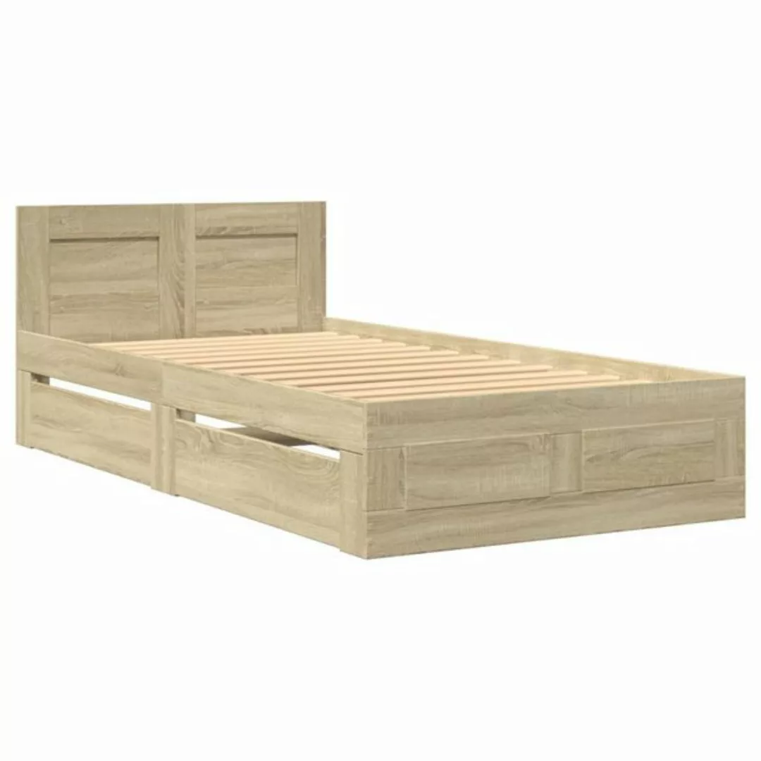 vidaXL Bett Bettgestell mit Kopfteil Sonoma-Eiche 75x190 cm Holzwerkstoff günstig online kaufen