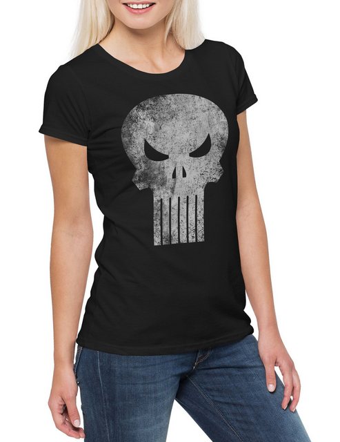 Urban Backwoods Print-Shirt P Skull Damen T-Shirt Vigilante Logo Symbol Pun günstig online kaufen