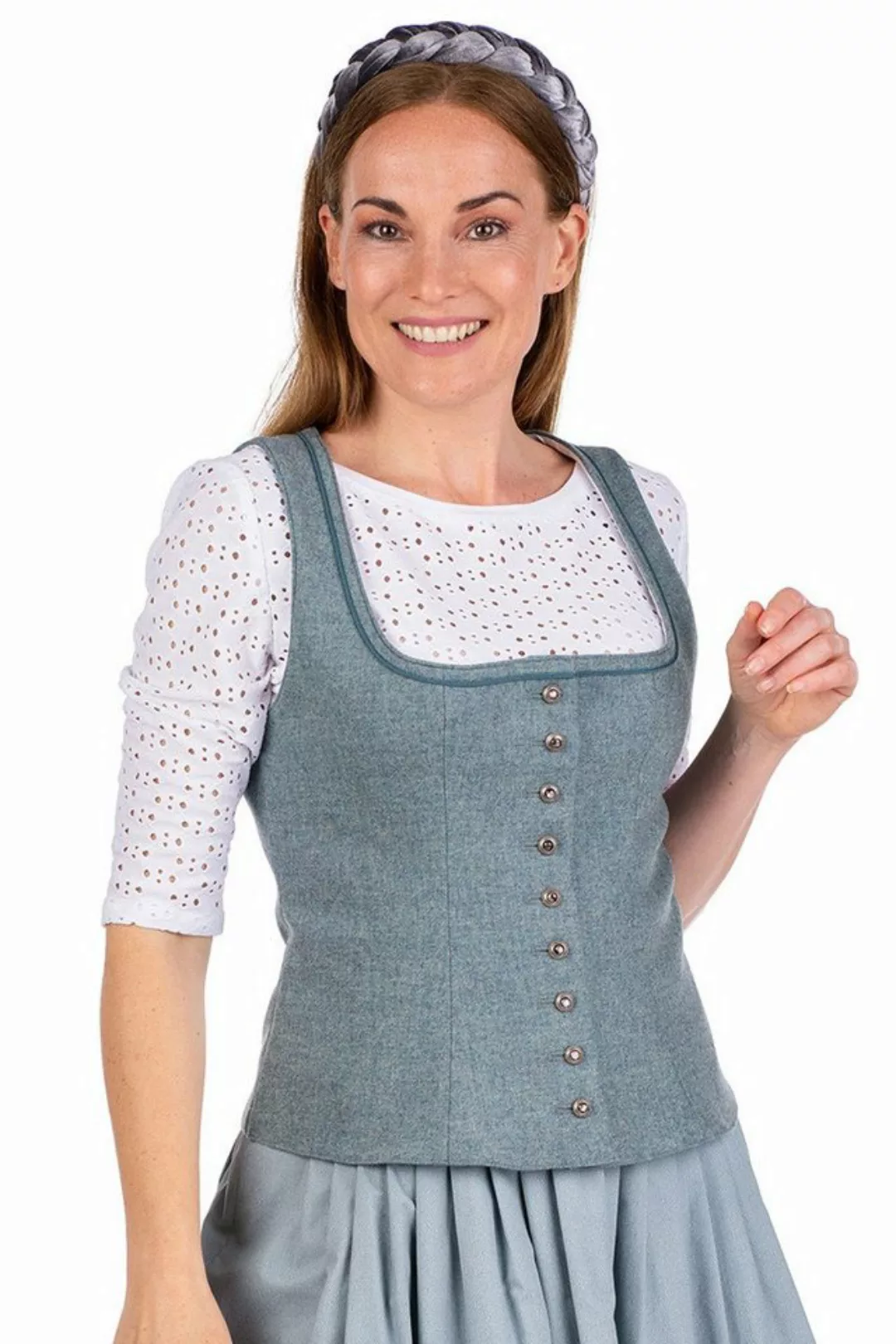 Hammerschmid Trachtenbluse Herbst Mieder - STORO - retro sky blue günstig online kaufen