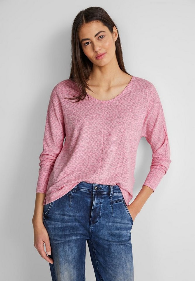 STREET ONE Langarmshirt Street One Zweifarbiges Langarmshirt in Cozy Pink ( günstig online kaufen