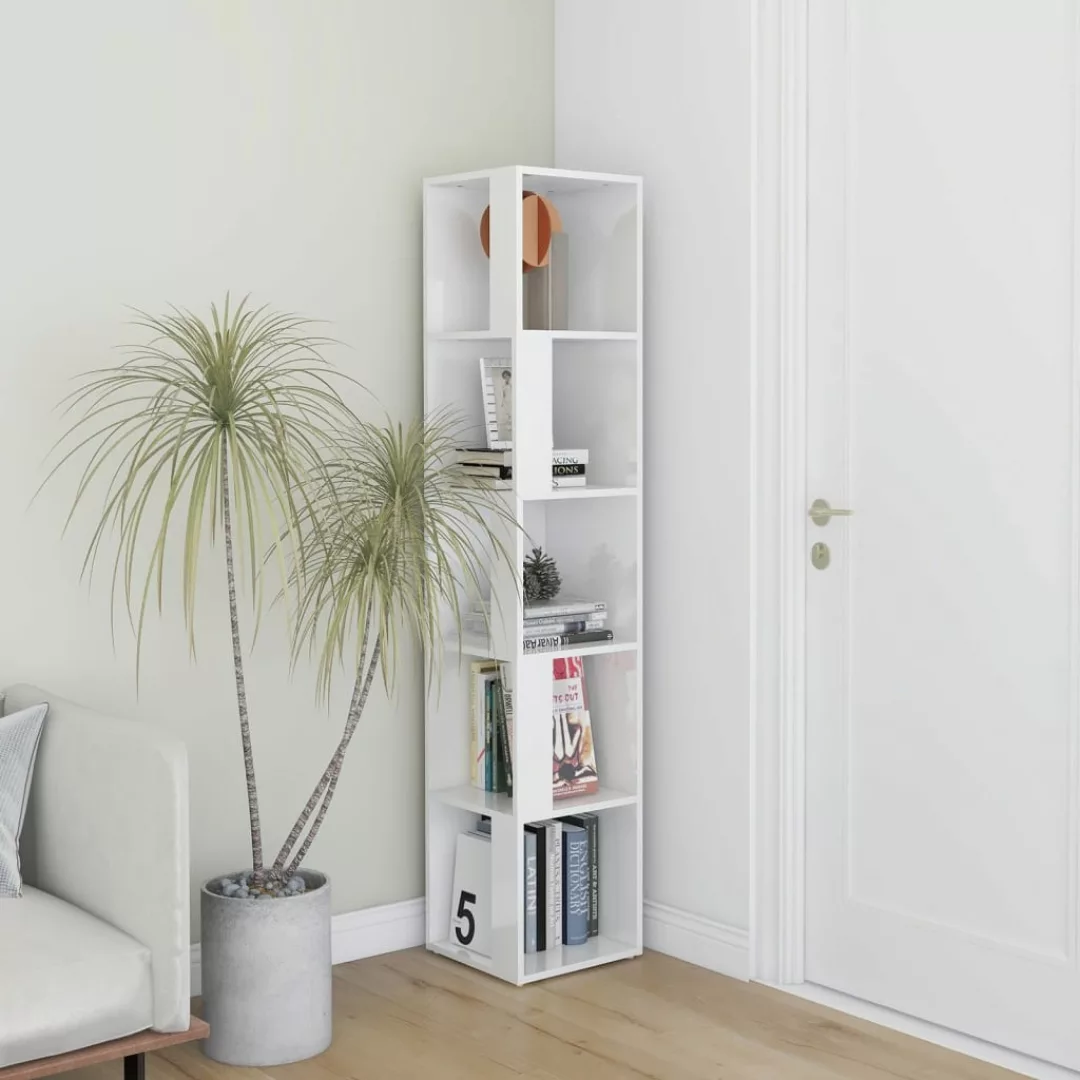 vidaXL Aktenschrank Eckregal Hochglanz-Weiß 33x33x164,5 cm Spanplatte günstig online kaufen