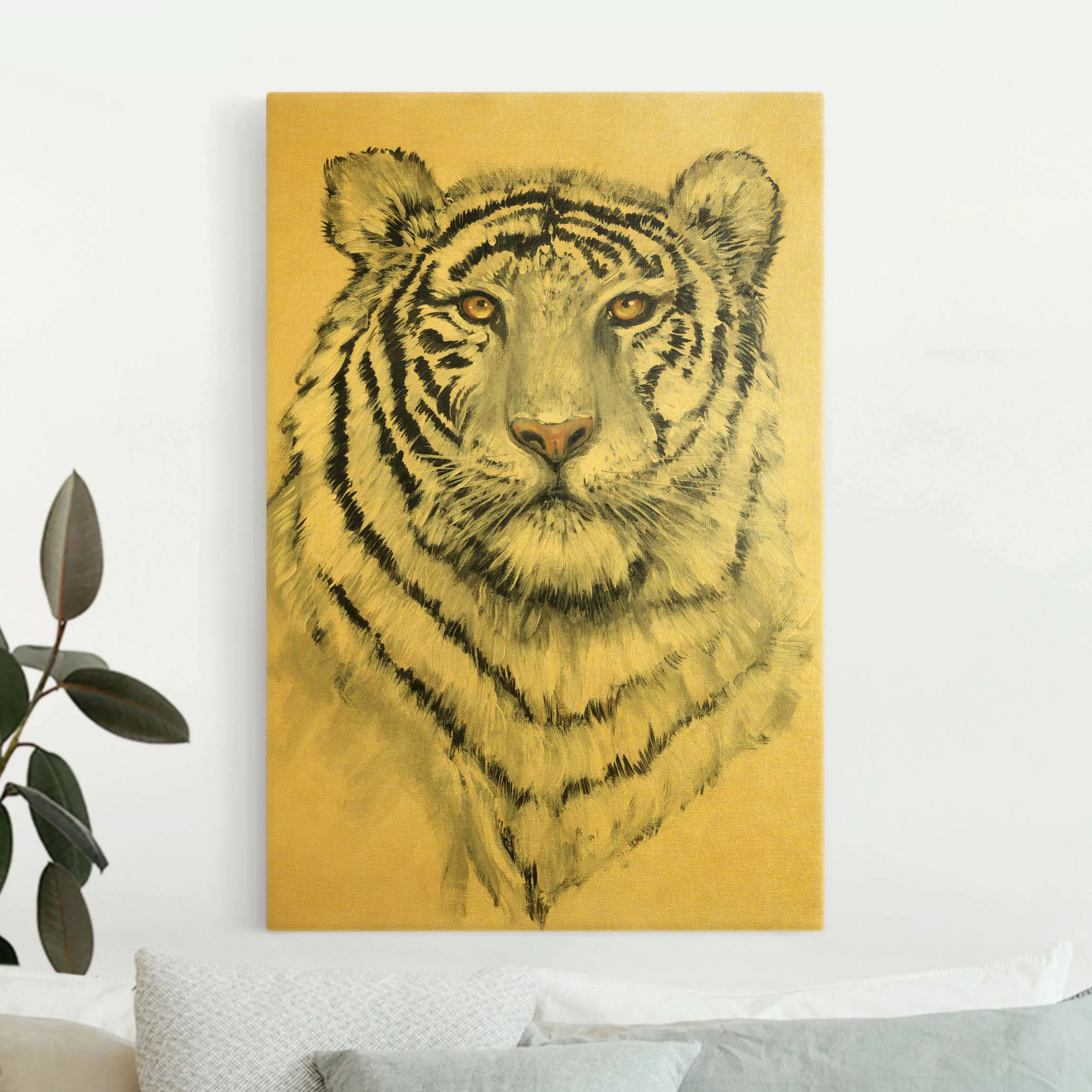 Leinwandbild Gold Portrait Weißer Tiger I günstig online kaufen