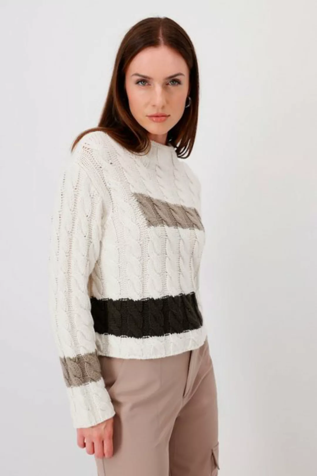 Monari Stehkragenpullover Bergmotiv, weiche Textur günstig online kaufen