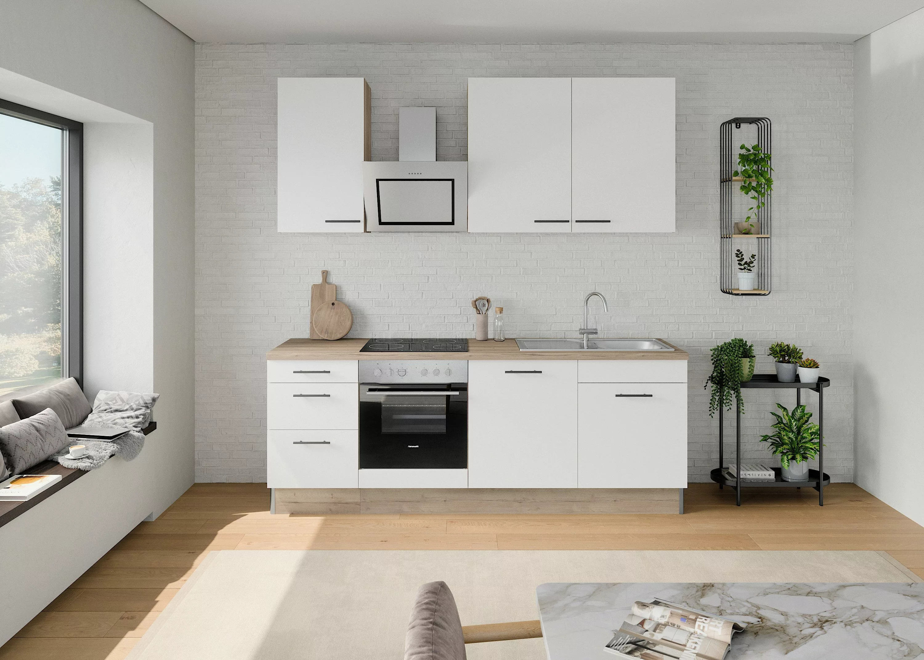 OPTIFIT Küchenzeile "Fiona", Breite 230 cm, mit Hanseatic-E-Geräten in Prem günstig online kaufen