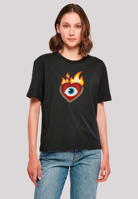 emoji couture T-Shirt Heart on flames eye and golden beads Premium Qualität günstig online kaufen