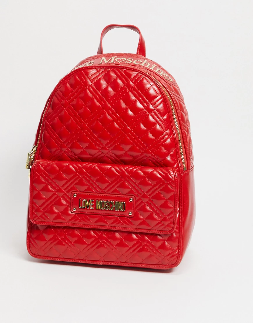 Love Moschino – Gesteppter Rucksack in Rot günstig online kaufen