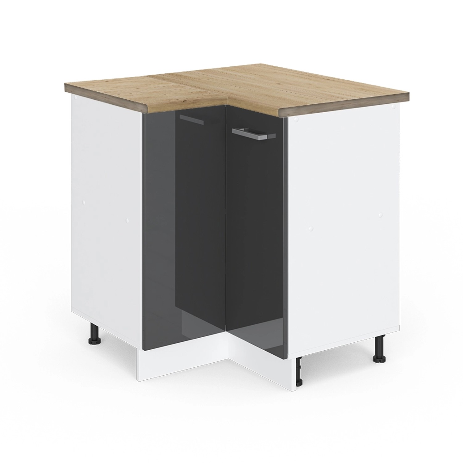 Vicco Eckunterschrank R-Line, Anthrazit Hochglanz/Weiß, 75.6 günstig online kaufen