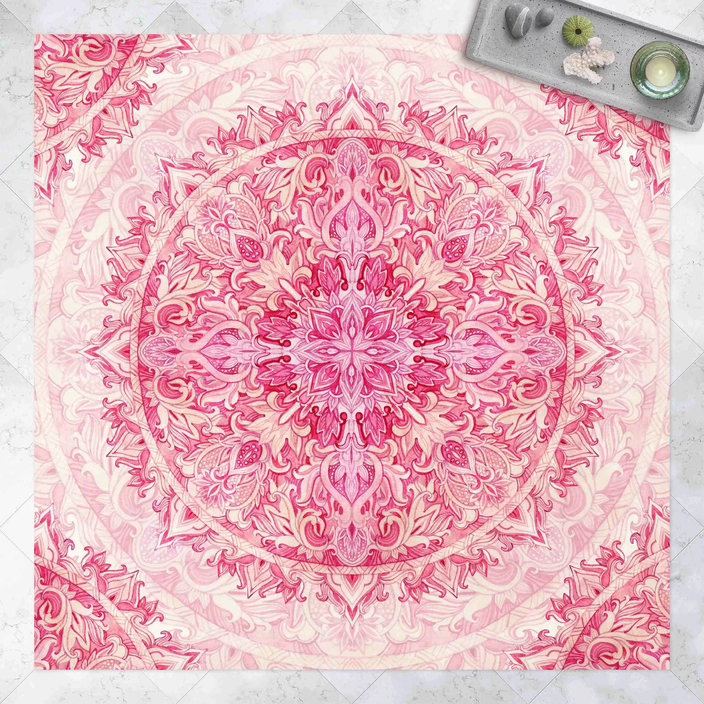 Vinyl-Teppich Mandala Aquarell Ornament Muster pink günstig online kaufen