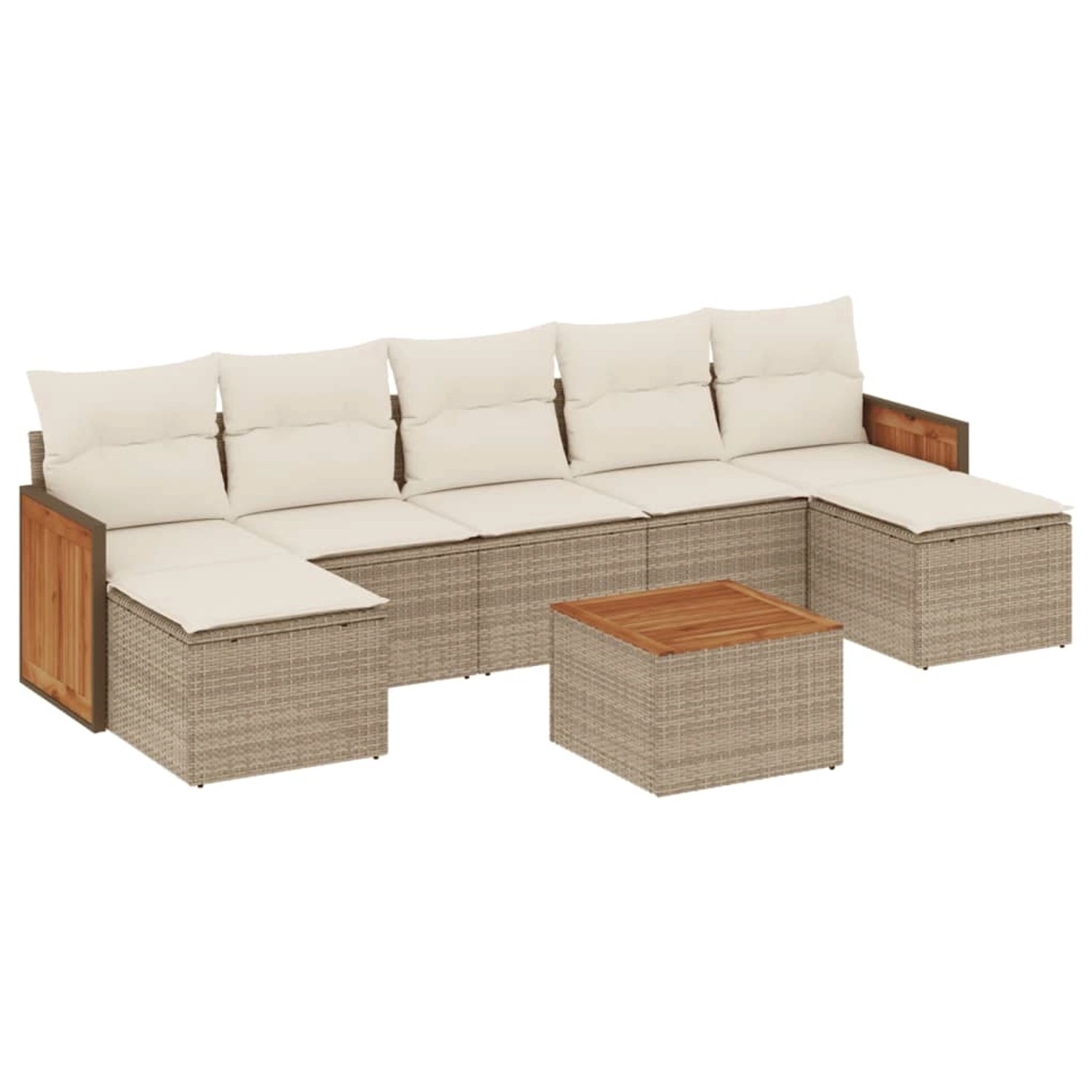 vidaXL 8-Tlg Garten-Sofagarnitur mit Kissen Beige Poly Rattan 3227920 günstig online kaufen