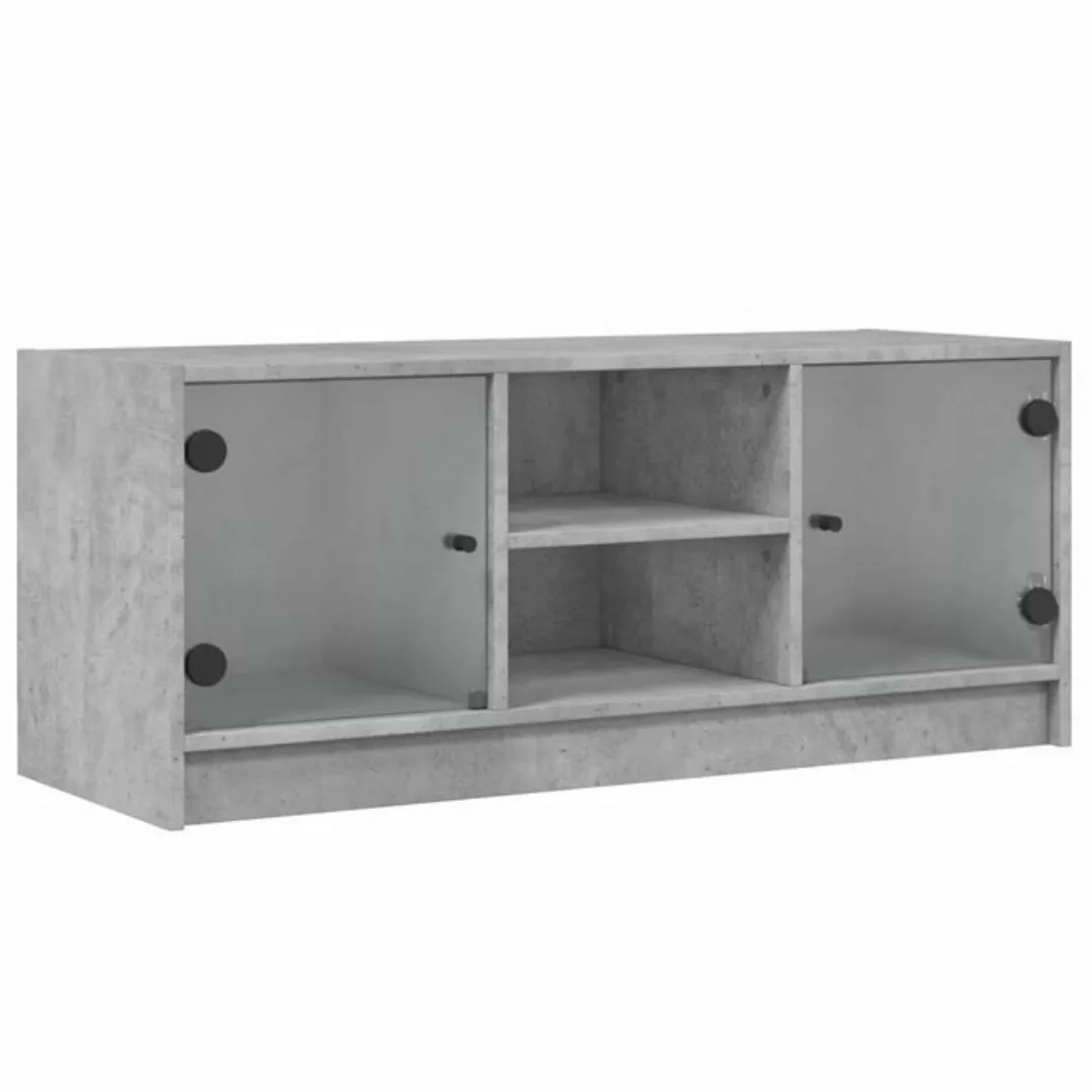 vidaXL TV-Schrank TV-Schrank mit Glastüren Betongrau 102x37x42 cm günstig online kaufen