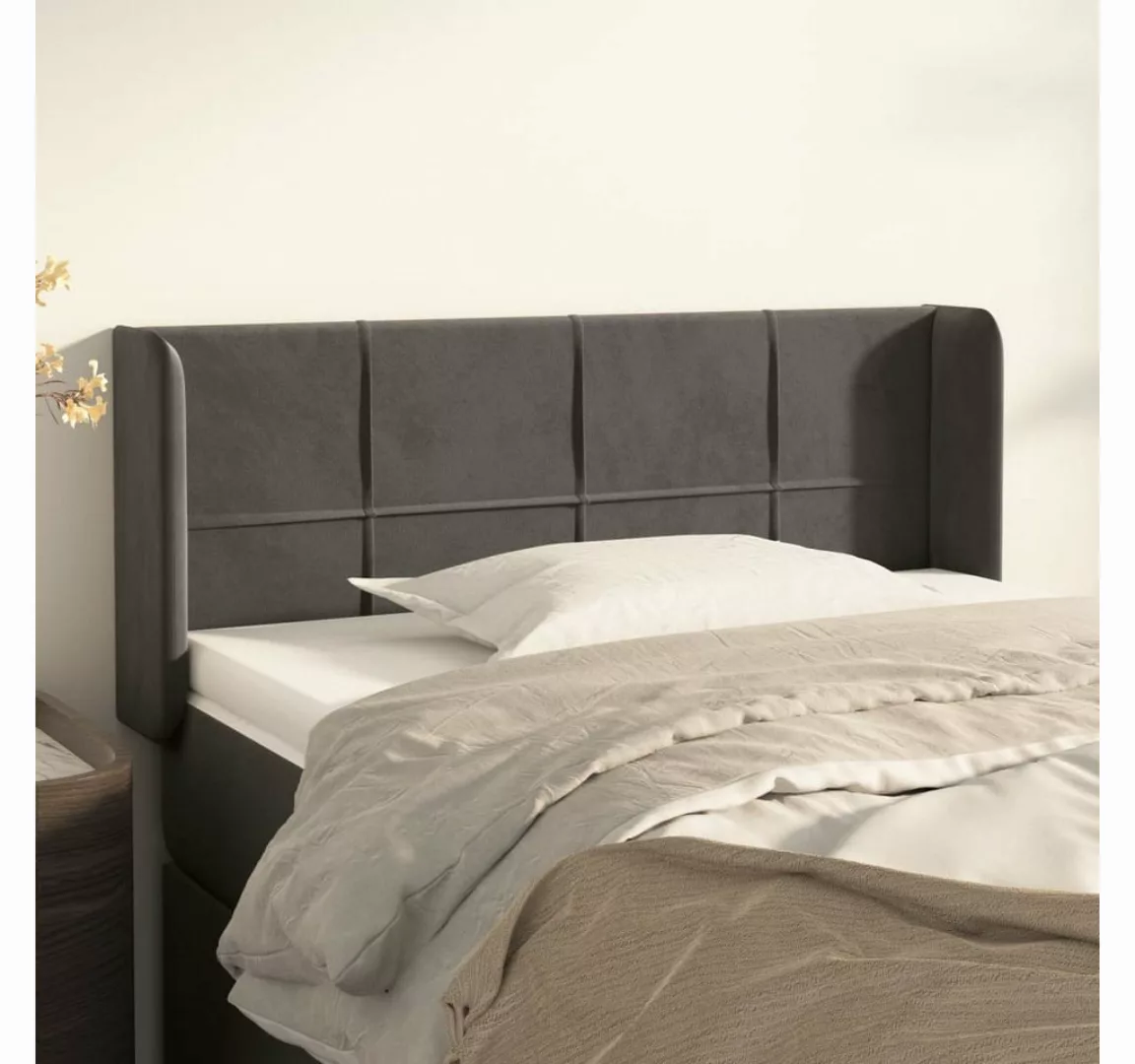 vidaXL Bett, Kopfteil mit Ohren Dunkelgrau 103x16x78/88 cm Samt günstig online kaufen