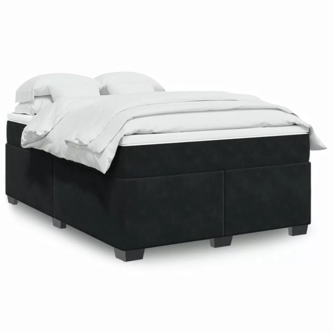 vidaXL Boxspringbett, Boxspringbett mit Matratze Schwarz 140x190 cm Samt günstig online kaufen