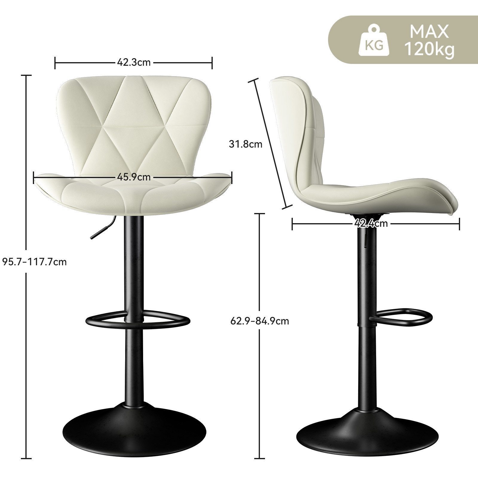 HawthyHome Barhocker Barstuhl, Höhenverstellbar mit Rückenlehne, günstig online kaufen