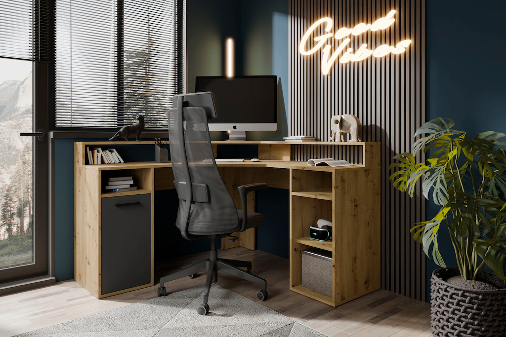 byLIVING Gamingtisch "Fox", Breite 139 cm, moderner Eck-Schreibtisch günstig online kaufen