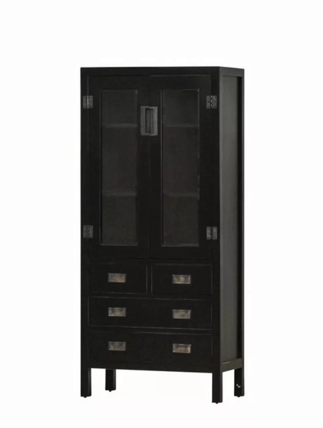 Kai Wiechmann Vitrine Asiatisches Highboard Yantai schwarz, Vitrinenschrank günstig online kaufen