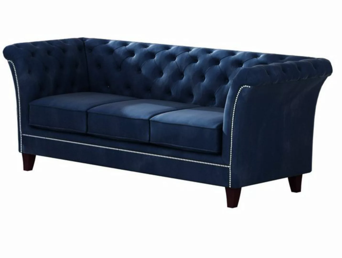 S-Style Möbel Chesterfield-Sofa 3-Sitzer Rainsburg aus Samt-Stoff mit Holzf günstig online kaufen