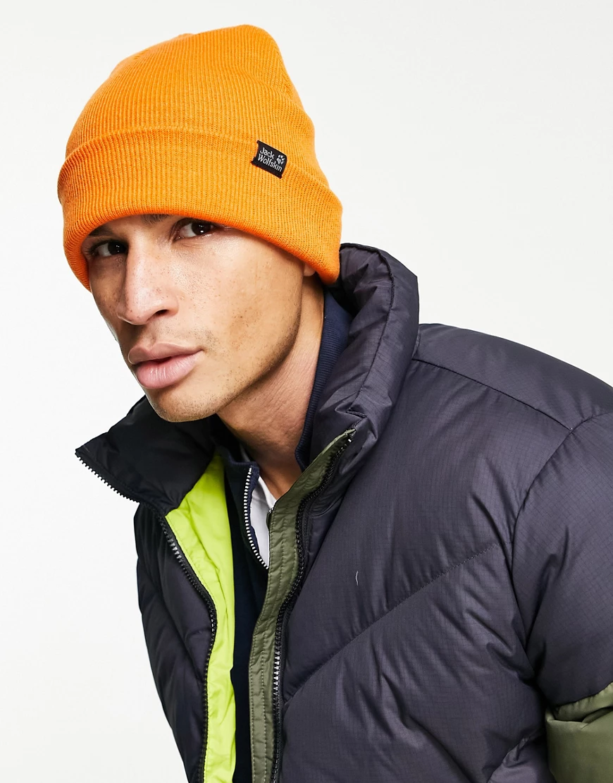 Jack Wolfskin – Gerippte Mütze in Orange günstig online kaufen