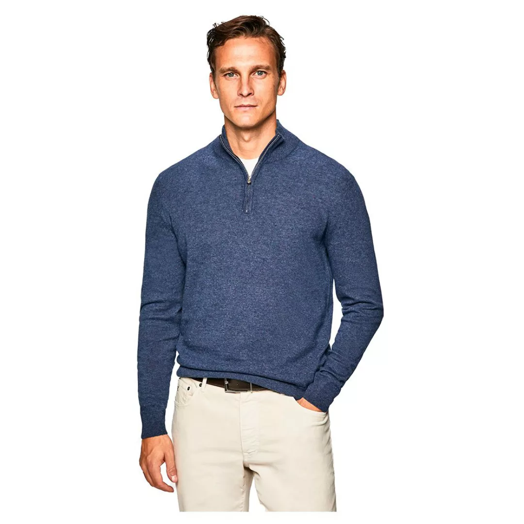 Hackett Wool Cash Mix Halber Reißverschluss Sweater M Blue günstig online kaufen