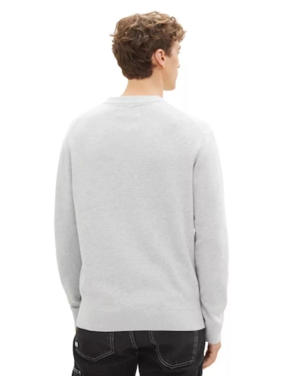 Tom Tailor Denim Herren Rundhals Pullover STRUCTURED BASIC - Regular Fit günstig online kaufen