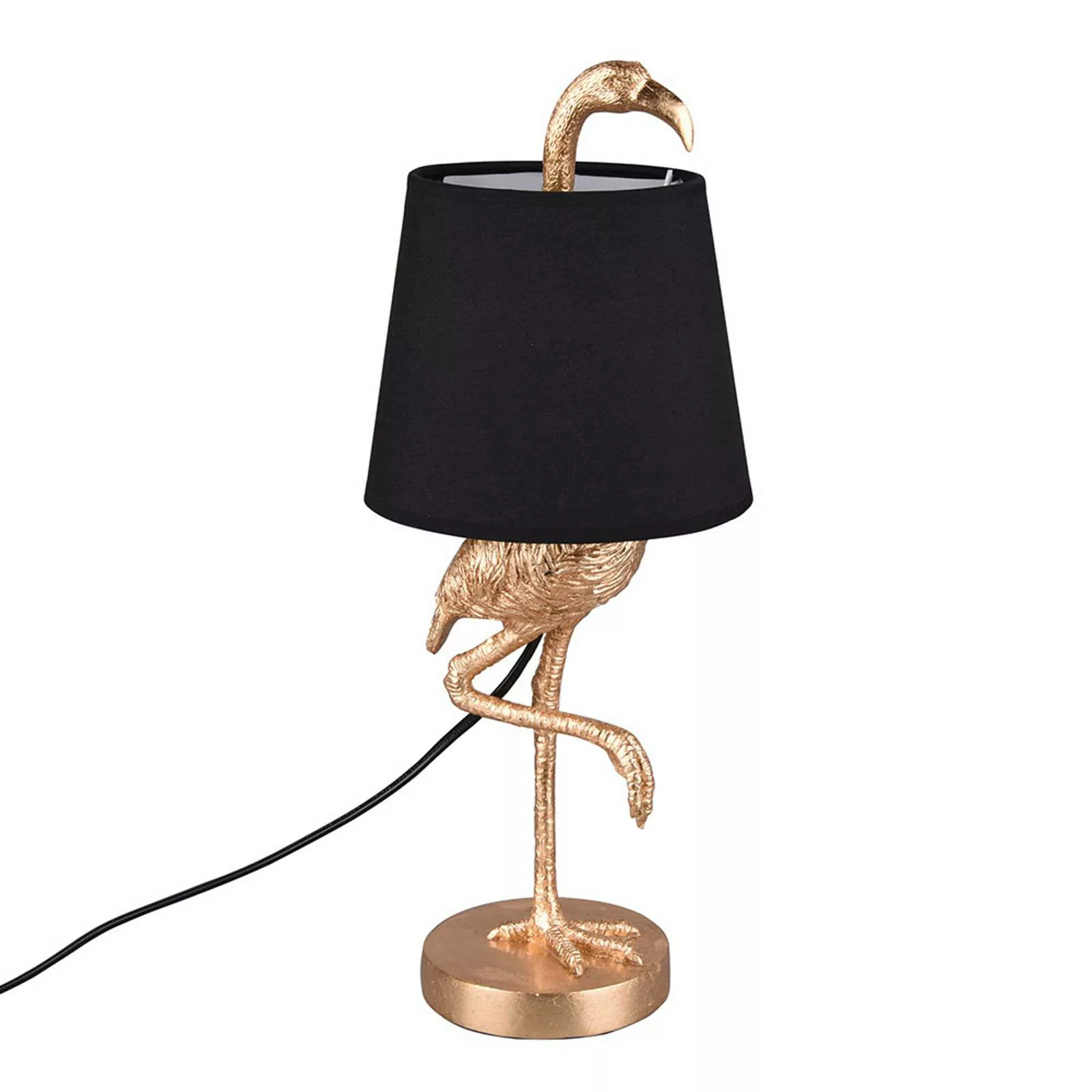 Tischleuchte Lola mit Flamingo-Figur, schwarz/gold günstig online kaufen