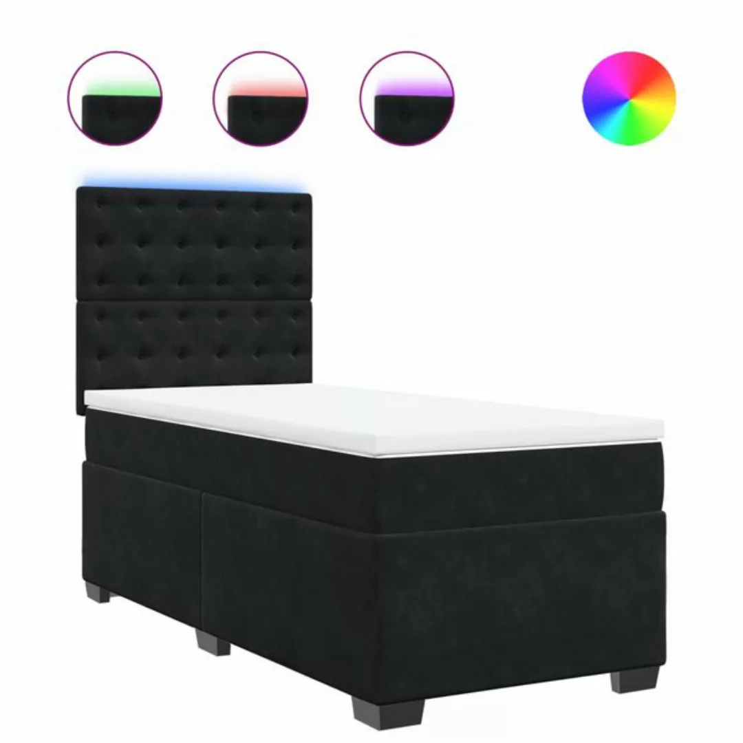 vidaXL Bett Boxspringbett mit Matratze Schwarz 80x200 cm Samt günstig online kaufen