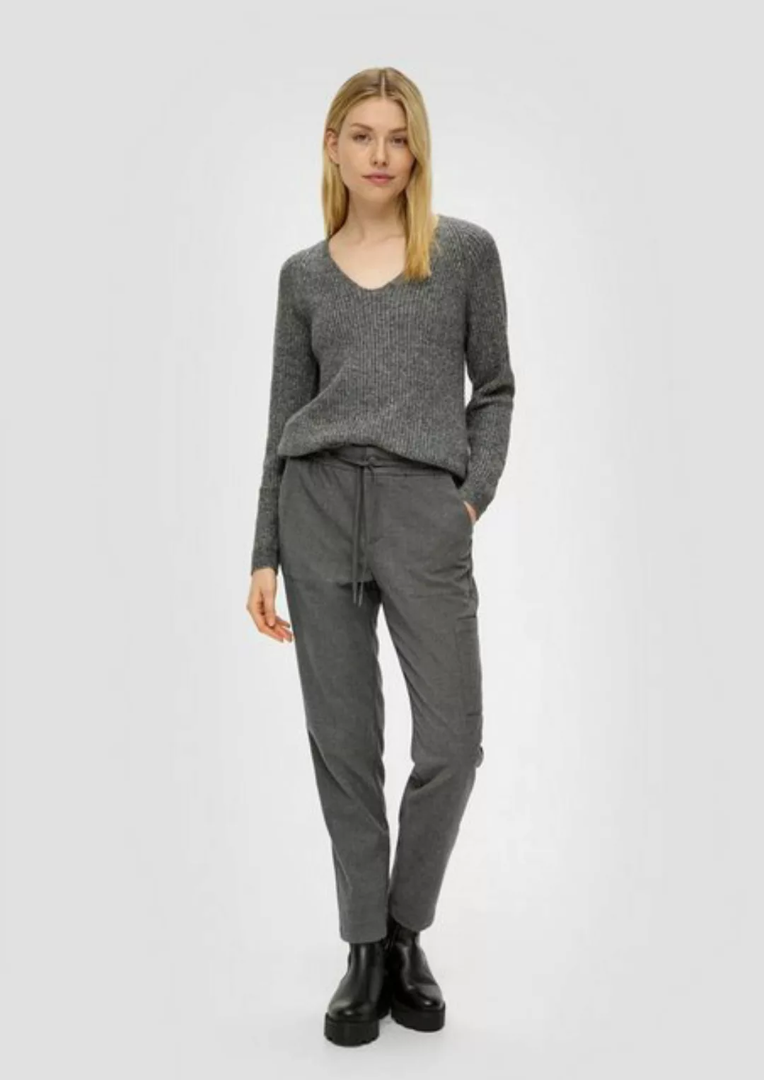 s.Oliver 7/8-Hose Relaxed: Twill-Hose mit Tapered Leg Durchzugkordel, Gummi günstig online kaufen