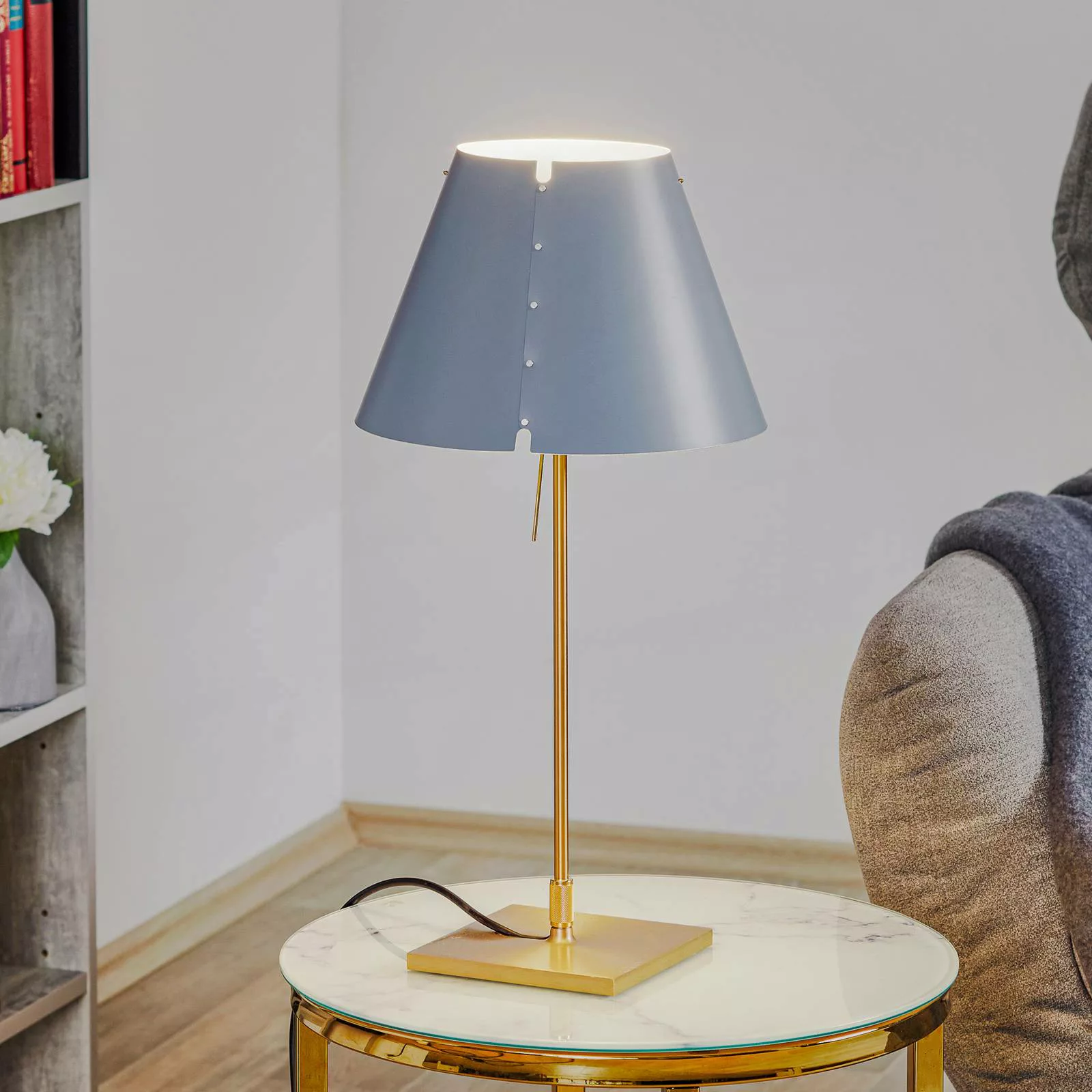 Luceplan Costanzina Tischlampe messing betongrau günstig online kaufen