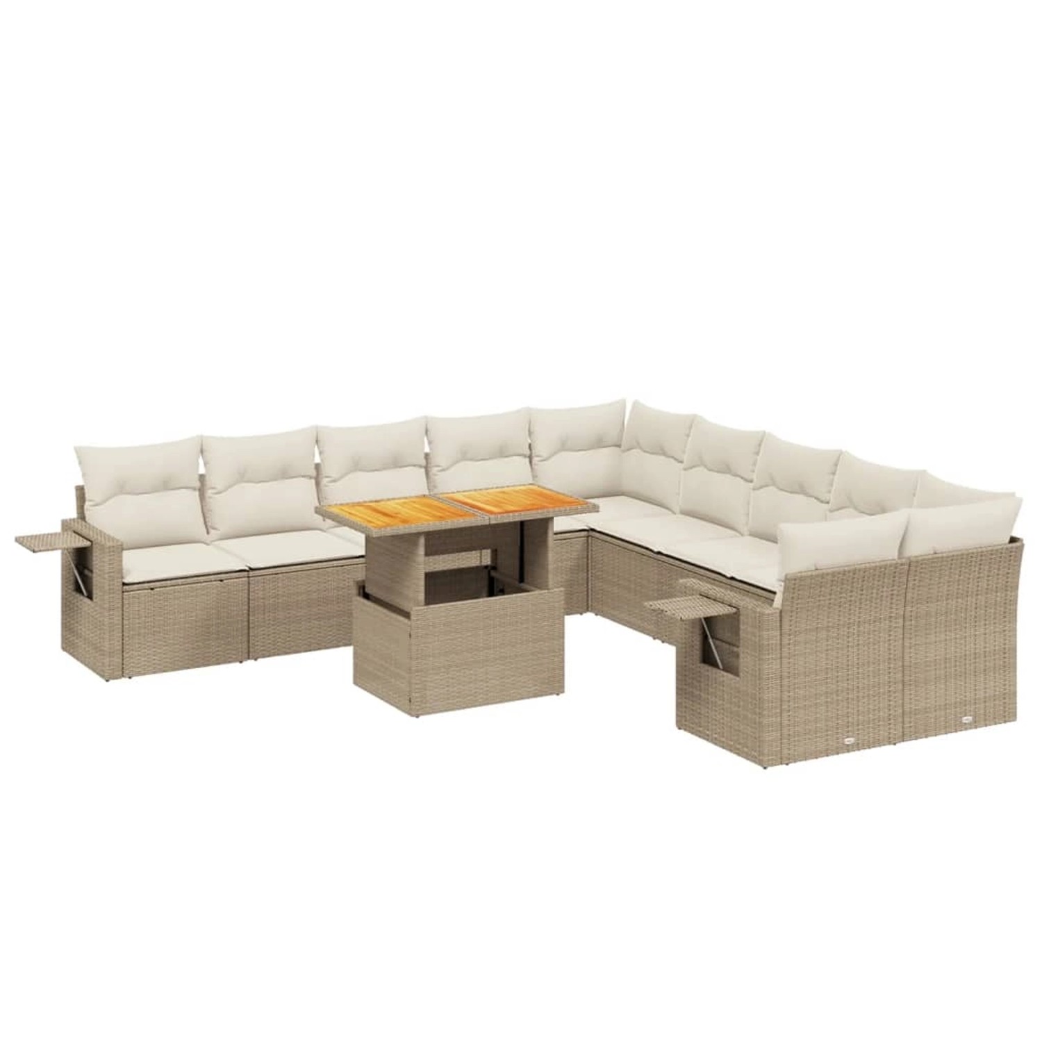 vidaXL 11-tlg Garten-Sofagarnitur mit Kissen Beige Poly Rattan Modell 189 günstig online kaufen