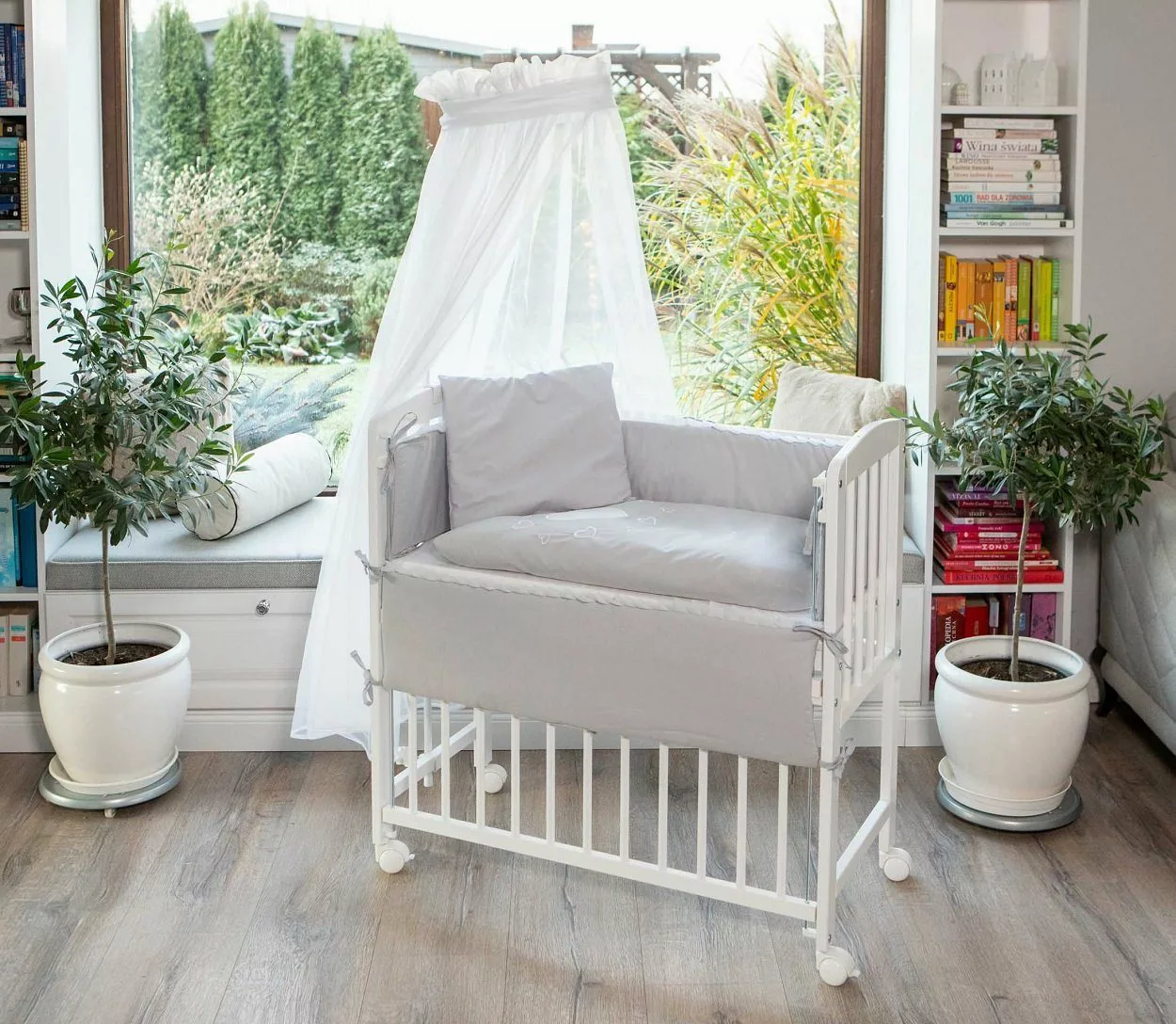 Babyhafen Beistellbett 3in1 Zustellbett 90×40 mit Rollen Komplettbett Herze günstig online kaufen