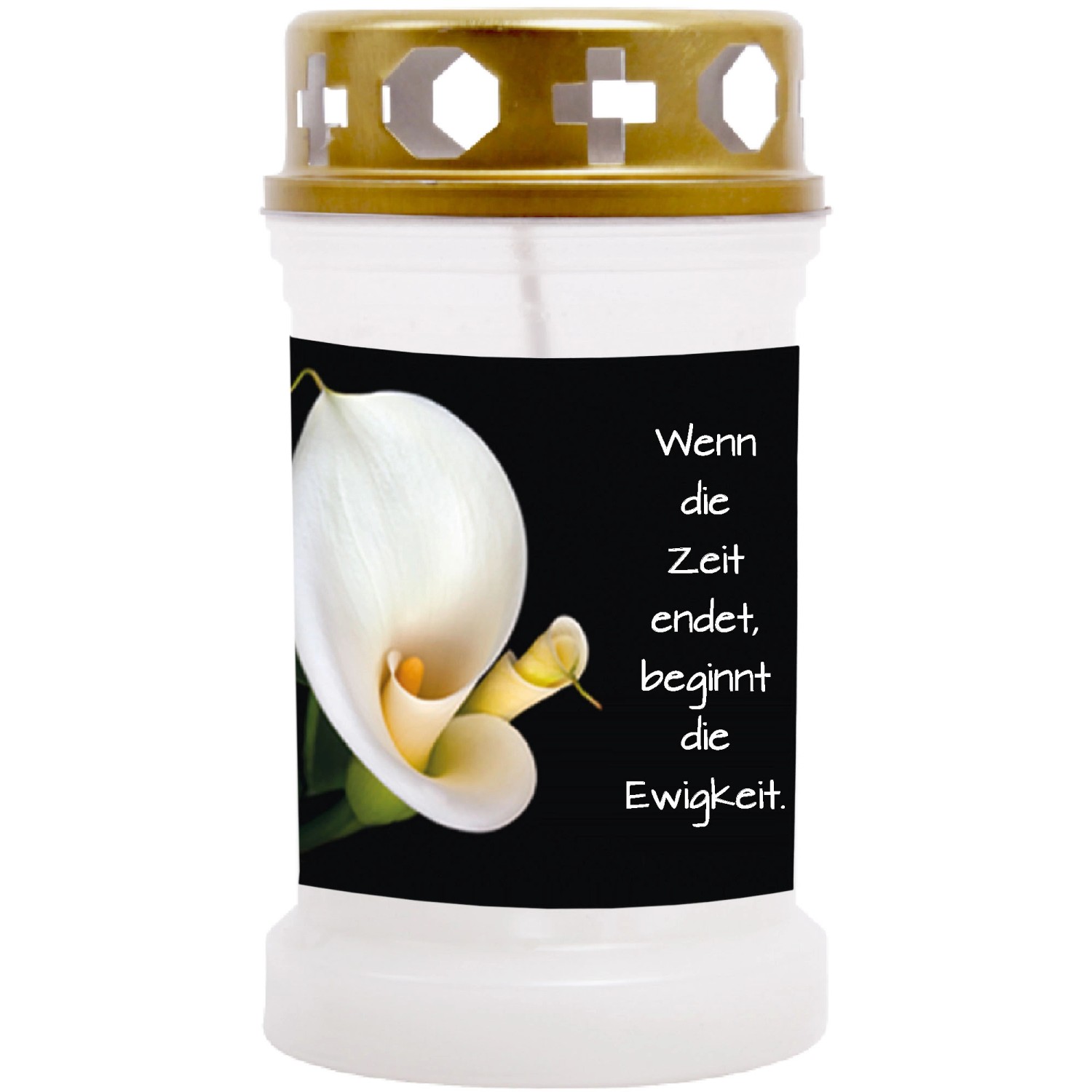 HS Candle Grabkerze Weiß 40h Inkl. Deckel Gold Calla 1 günstig online kaufen