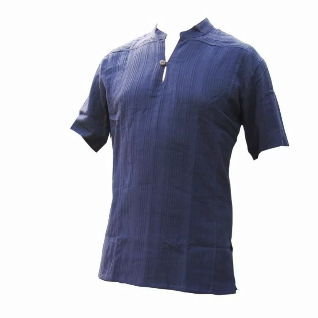 PANASIAM Kurzarmhemd Fischerhemd Ben aus hochwertiger Baumwolle mit Holzkno günstig online kaufen