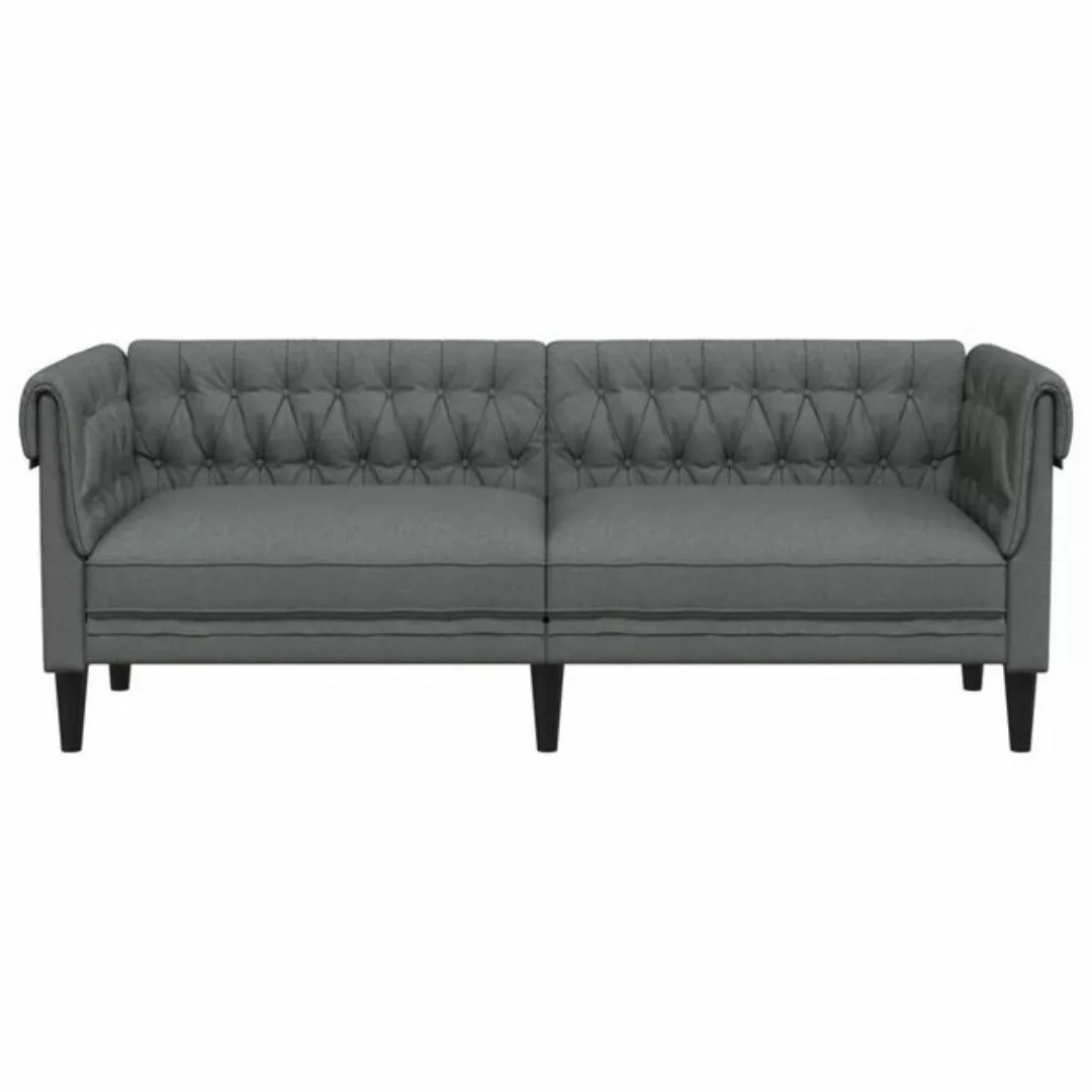 vidaXL Sofa Chesterfield-Sofa 3-Sitzer Dunkelgrau Stoff günstig online kaufen