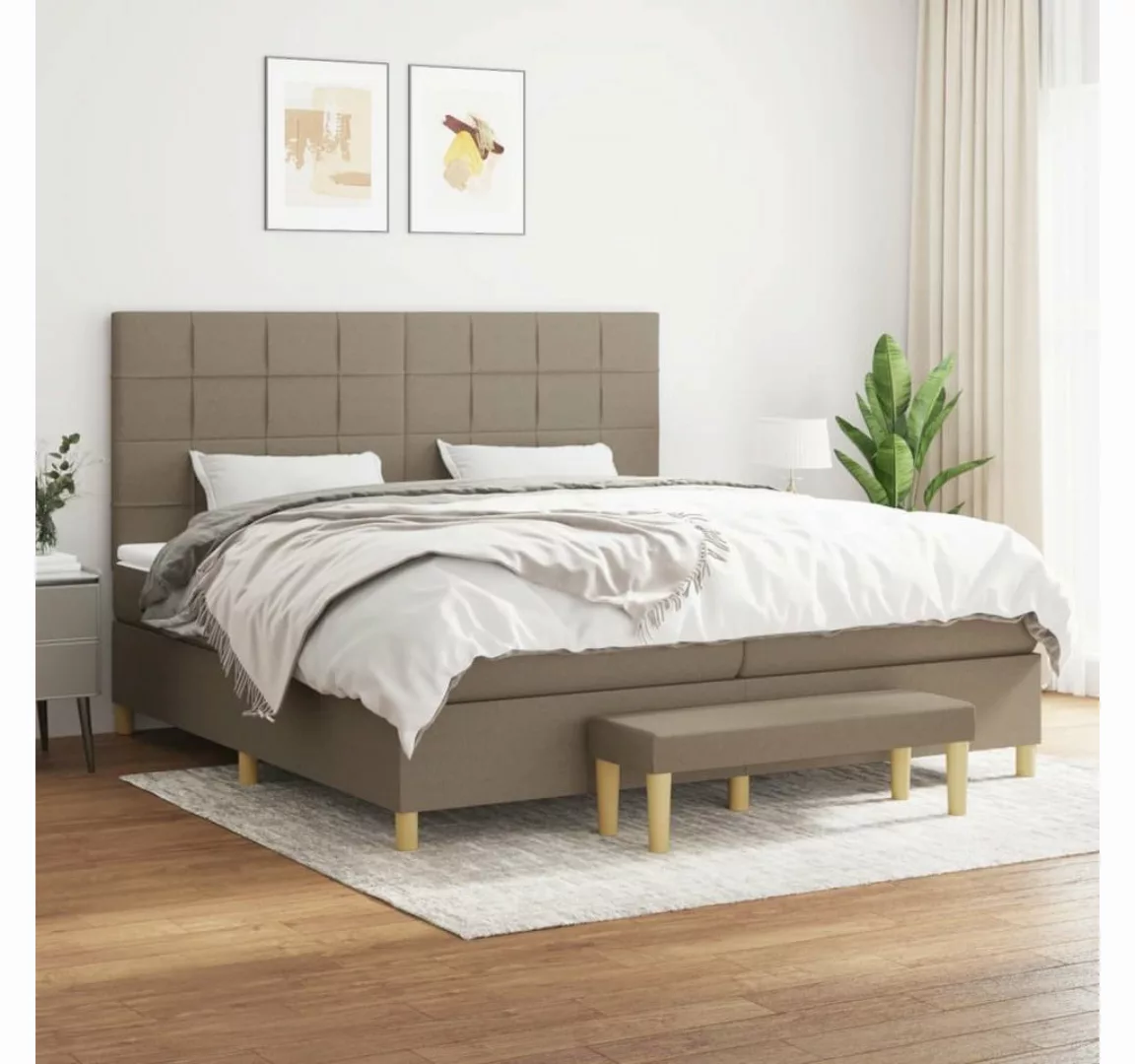 vidaXL Boxspringbett Boxspringbett mit Matratze Taupe 200x200 cm Stoff Bett günstig online kaufen