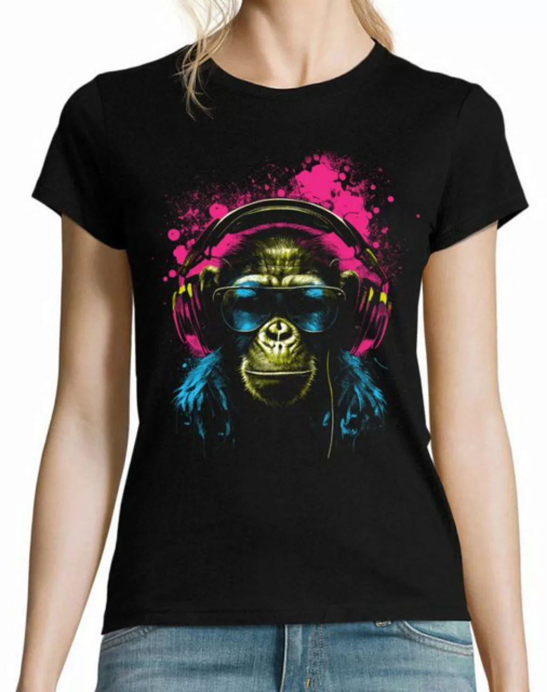 Youth Designz Print-Shirt Affe mit Headset Damen T-Shirt mit lustigen Motiv günstig online kaufen