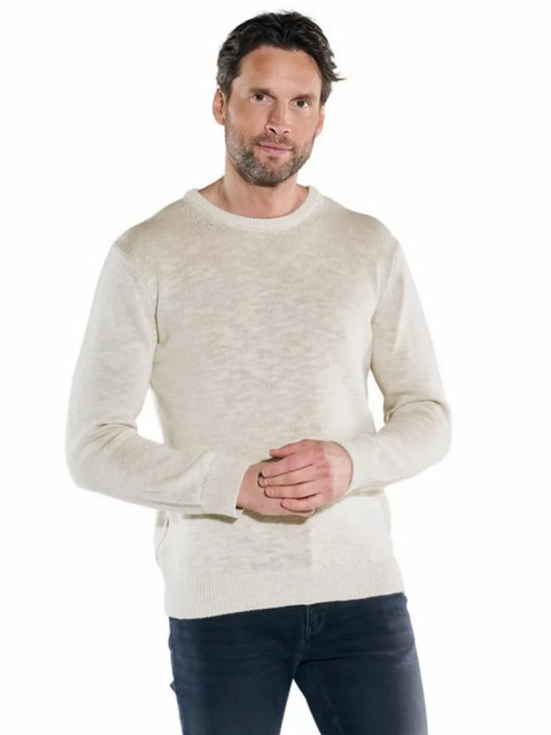 ENGBERS GERMANY Rundhalspullover Pullover mit Leinenanteil günstig online kaufen